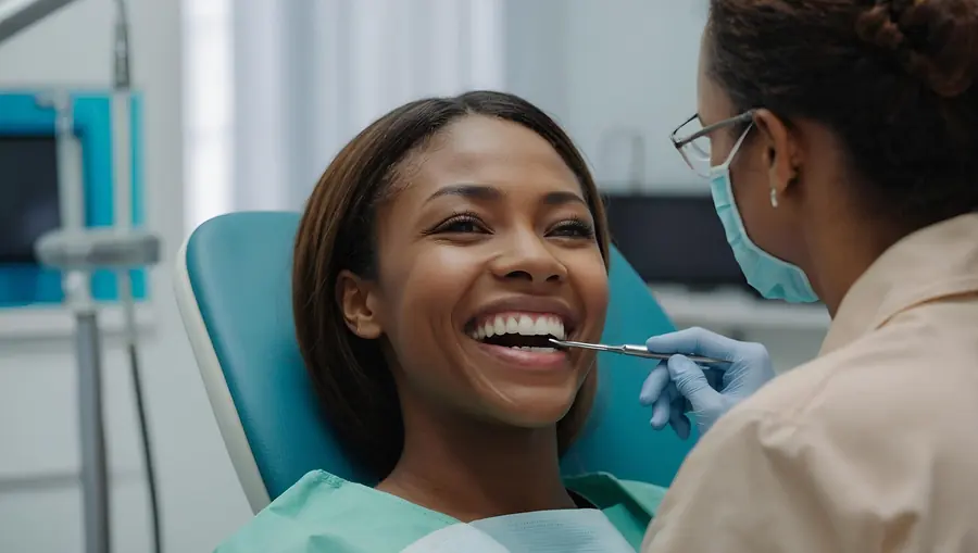Patient with a bright smile during a dental visit